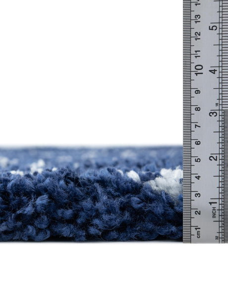 Navy Blue 8' x 8' Rabat Shag Round Area Rug Thick Soft Touch Fluffy & Plush Shaggy Pile Durable Geometric Carpet for Luxury Interior Design for Sale at Rug Engine