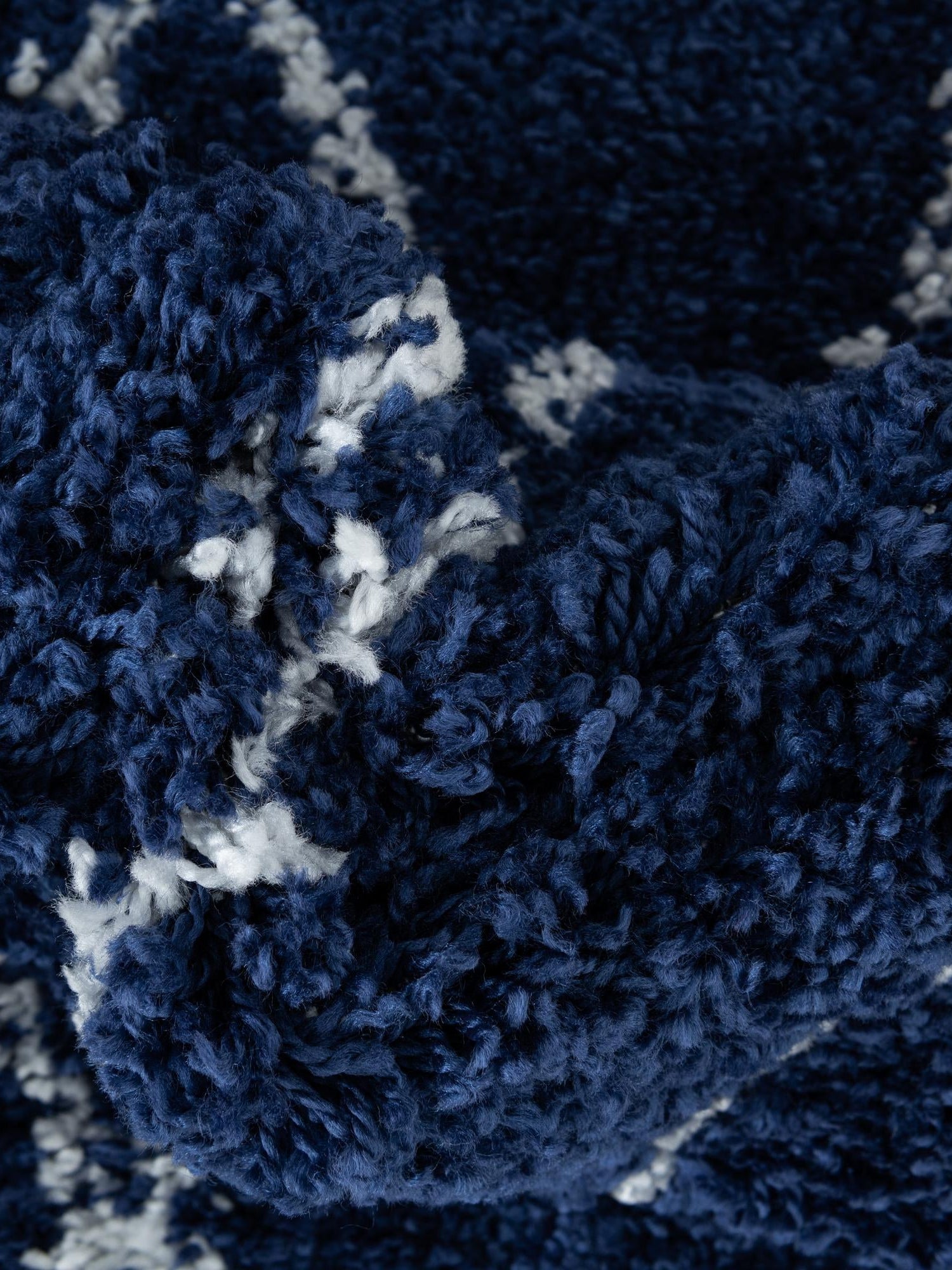 Navy Blue 8' x 8' Rabat Shag Round Area Rug Thick Soft Touch Fluffy & Plush Shaggy Pile Durable Geometric Carpet for Luxury Interior Design for Sale at Rug Engine