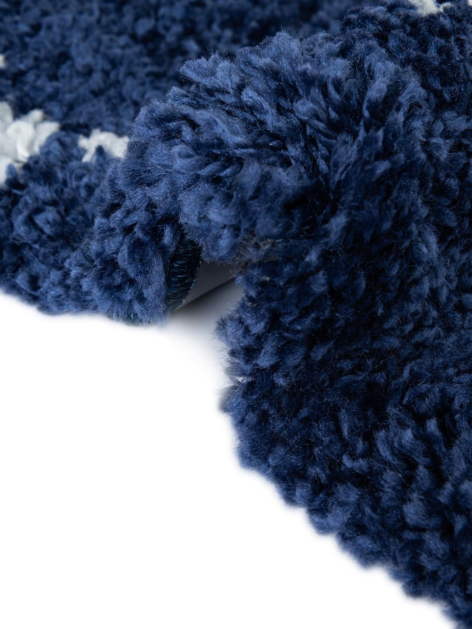 Navy Blue 5' 1 x 5' 1 Rabat Shag Round Area Rug Thick Soft Touch Fluffy & Plush Shaggy Pile Durable Geometric Carpet for Luxury Interior Design for Sale at Rug Engine