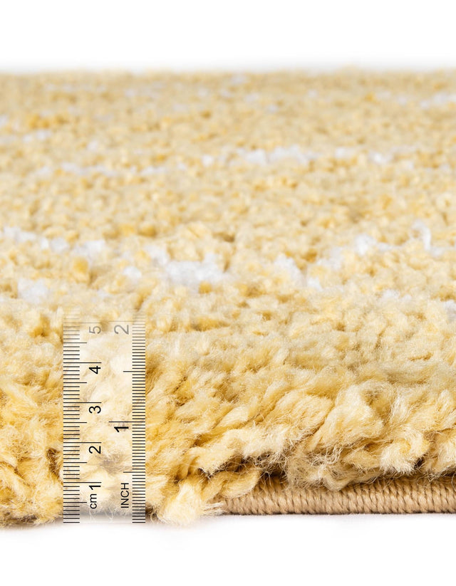 Yellow 5' 1 x 5' 1 Rabat Shag Round Area Rug Thick Soft Touch Fluffy & Plush Shaggy Pile