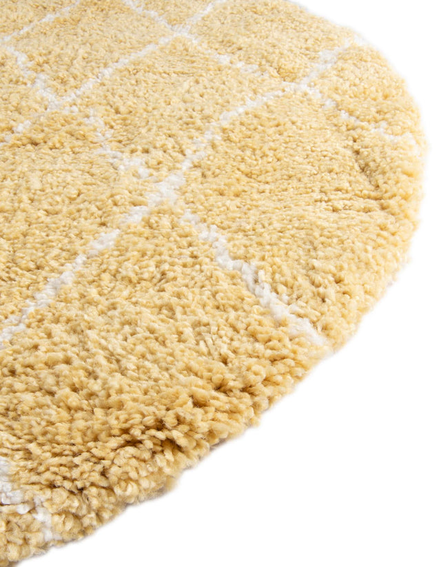 Yellow 5' 1 x 5' 1 Rabat Shag Round Area Rug Thick Soft Touch Fluffy & Plush Shaggy Pile