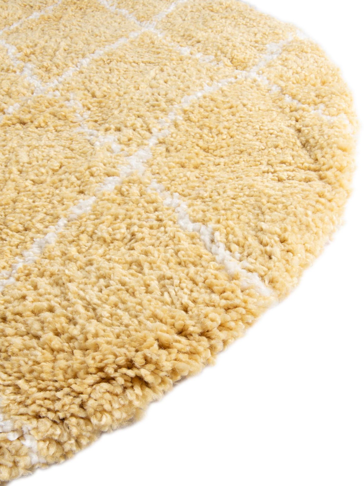 Yellow 8' x 8' Rabat Shag Round Area Rug Thick Soft Touch Fluffy & Plush Shaggy Pile Durable Geometric Carpet for Luxury Interior Design for Sale at Rug Engine