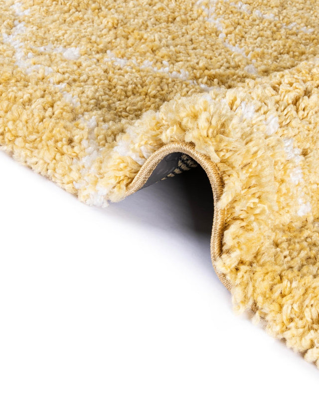 Yellow 5' 1 x 5' 1 Rabat Shag Round Area Rug Thick Soft Touch Fluffy & Plush Shaggy Pile