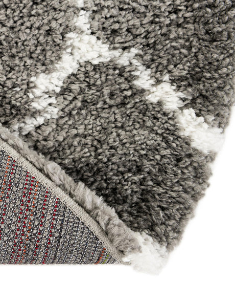 Gray 8' x 8' Rabat Shag Round Area Rug Thick Soft Touch Fluffy & Plush Shaggy Pile Durable Geometric Carpet for Luxury Interior Design for Sale at Rug Engine