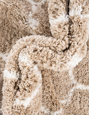 Taupe 8' x 8' Rabat Shag Round Area Rug Thick Soft Touch Fluffy & Plush Shaggy Pile