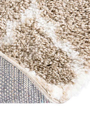 Taupe 8' x 8' Rabat Shag Round Area Rug Thick Soft Touch Fluffy & Plush Shaggy Pile