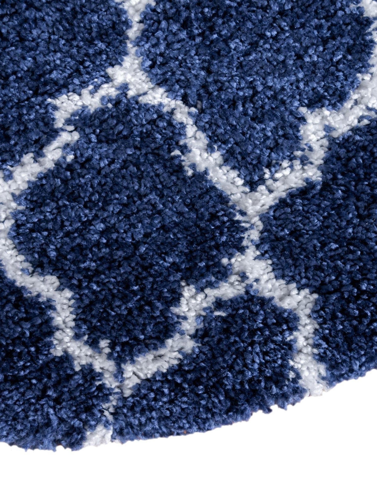 Navy Blue 5' 1 x 5' 1 Rabat Shag Round Area Rug Thick Soft Touch Fluffy & Plush Shaggy Pile Durable Geometric Carpet for Luxury Interior Design for Sale at Rug Engine