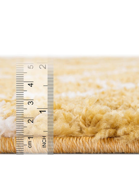 Yellow 8' x 8' Rabat Shag Round Area Rug Thick Soft Touch Fluffy & Plush Shaggy Pile Durable Geometric Carpet for Luxury Interior Design for Sale at Rug Engine
