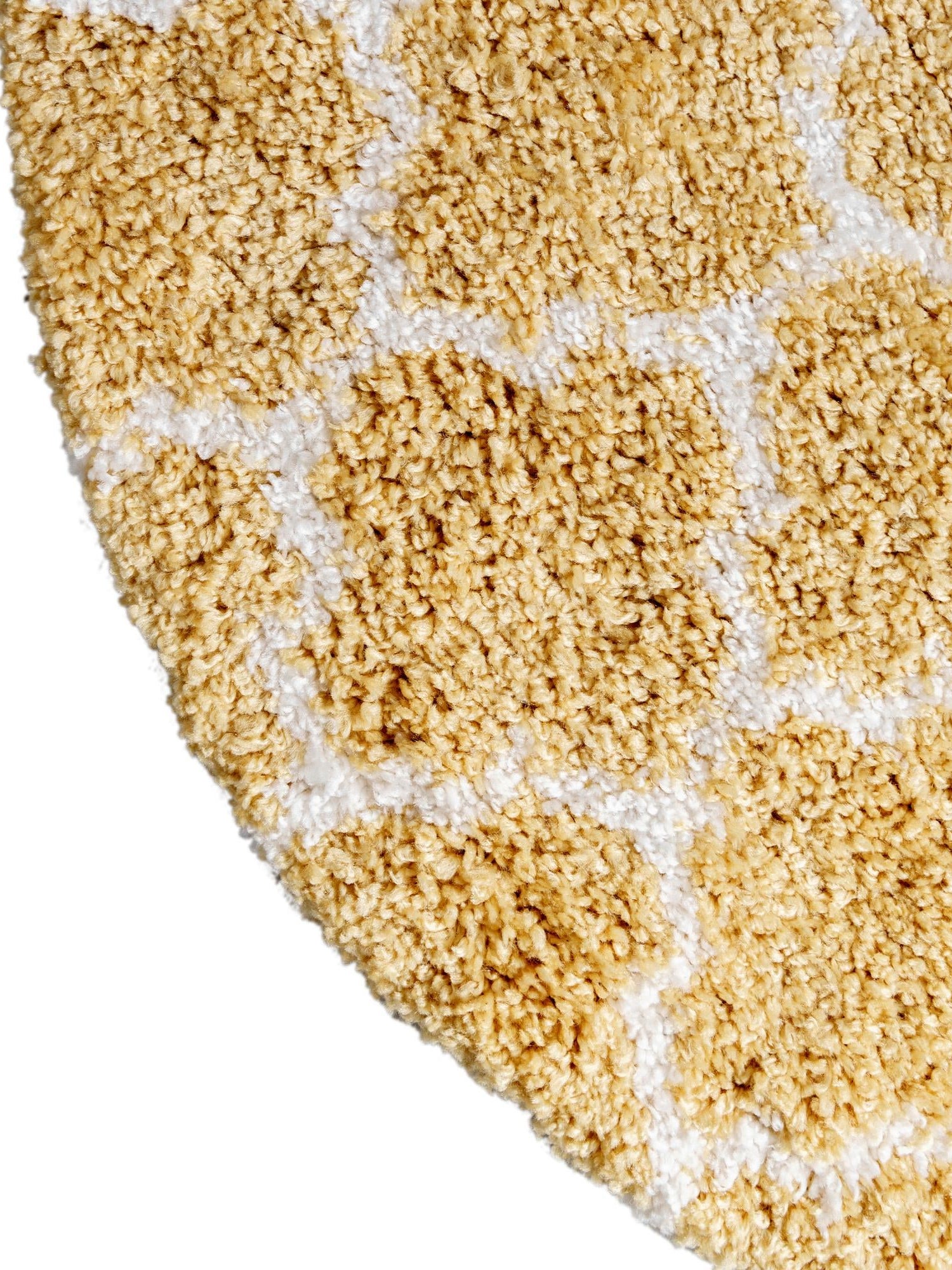 Yellow 5' 1 x 5' 1 Rabat Shag Round Area Rug Thick Soft Touch Fluffy & Plush Shaggy Pile Durable Geometric Carpet for Luxury Interior Design for Sale at Rug Engine