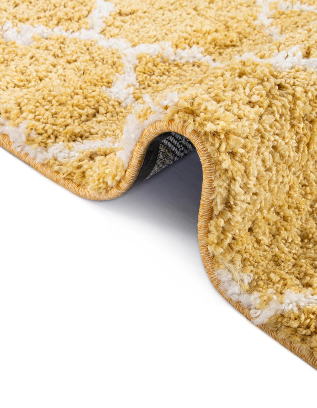 Yellow 5' 1 x 5' 1 Rabat Shag Round Area Rug Thick Soft Touch Fluffy & Plush Shaggy Pile