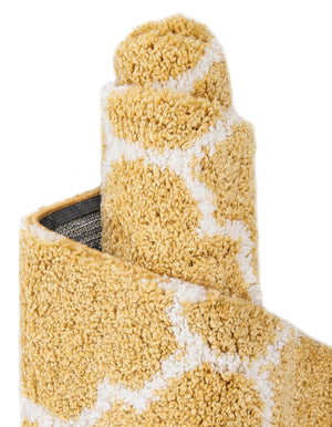 Yellow 5' 1 x 5' 1 Rabat Shag Round Area Rug Thick Soft Touch Fluffy & Plush Shaggy Pile