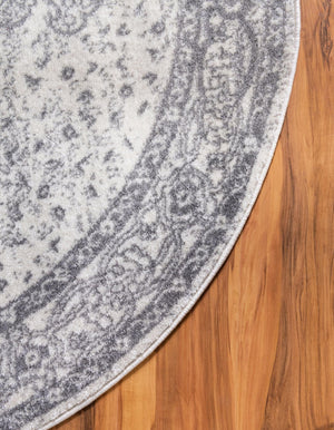 Gray 8' x 8' Bromley Round Area Rug 100% Polypropylene With Cotton Backing Vintage Distressed Colorful Traditional Carpet for Living Dining Rooms Offices for Sale at Rug Engine