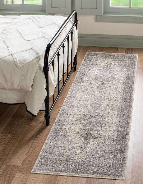 Gray 2' x 13' 1 Bromley Runner Area Rug 100% Polypropylene With Cotton Backing Vintage Distressed Colorful Traditional Carpet for Living Dining Rooms Offices for Sale at Rug Engine