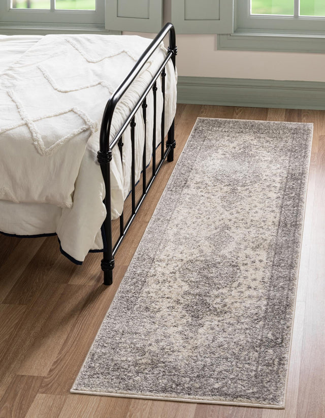 Gray 2' x 13' 1 Bromley Runner Area Rug 100% Polypropylene With Cotton Backing Vintage Distressed Colorful Traditional Carpet for Living Dining Rooms Offices for Sale at Rug Engine