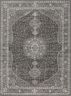 Dark Gray 9' x 12' Bromley Rectangle Area Rug 100% Polypropylene With Cotton Backing Vintage Distressed Colorful Traditional Carpet for Living Dining Rooms Offices for Sale at Rug Engine