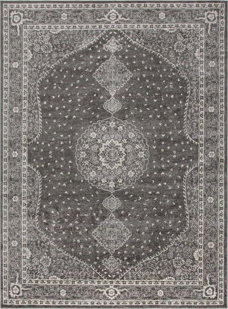 Dark Gray 9' x 12' Bromley Rectangle Area Rug 100% Polypropylene With Cotton Backing Vintage Distressed Colorful Traditional Carpet for Living Dining Rooms Offices for Sale at Rug Engine