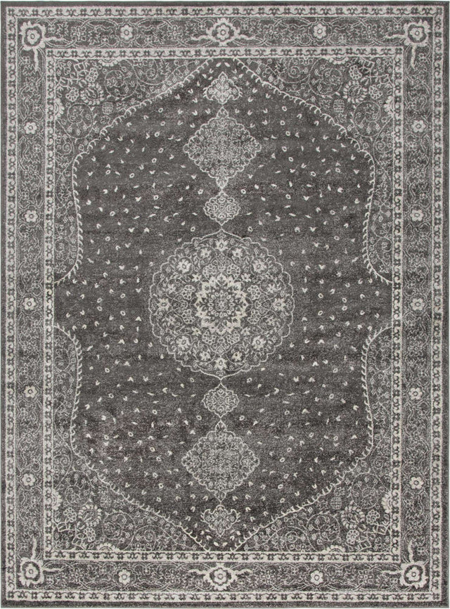 Dark Gray 9' x 12' Bromley Rectangle Area Rug 100% Polypropylene With Cotton Backing Vintage Distressed Colorful Traditional Carpet for Living Dining Rooms Offices for Sale at Rug Engine