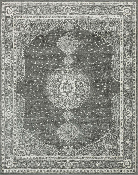 Dark Gray 7' 10 x 10' Bromley Rectangle Area Rug 100% Polypropylene With Cotton Backing Vintage Distressed Colorful Traditional Carpet for Living Dining Rooms Offices for Sale at Rug Engine