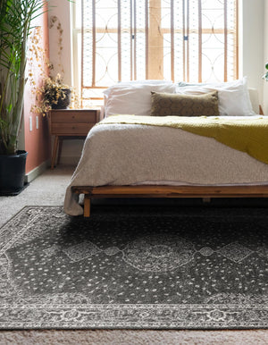 Dark Gray 6' 1 x 9' Bromley Rectangle Area Rug 100% Polypropylene With Cotton Backing Vintage Distressed Colorful Traditional Carpet for Living Dining Rooms Offices for Sale at Rug Engine