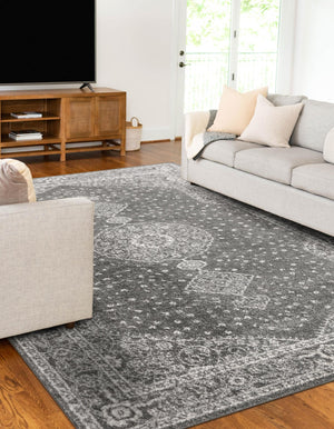 Dark Gray 4' 1 x 6' 1 Bromley Rectangle Area Rug 100% Polypropylene With Cotton Backing Vintage Distressed Colorful Traditional Carpet for Living Dining Rooms Offices for Sale at Rug Engine
