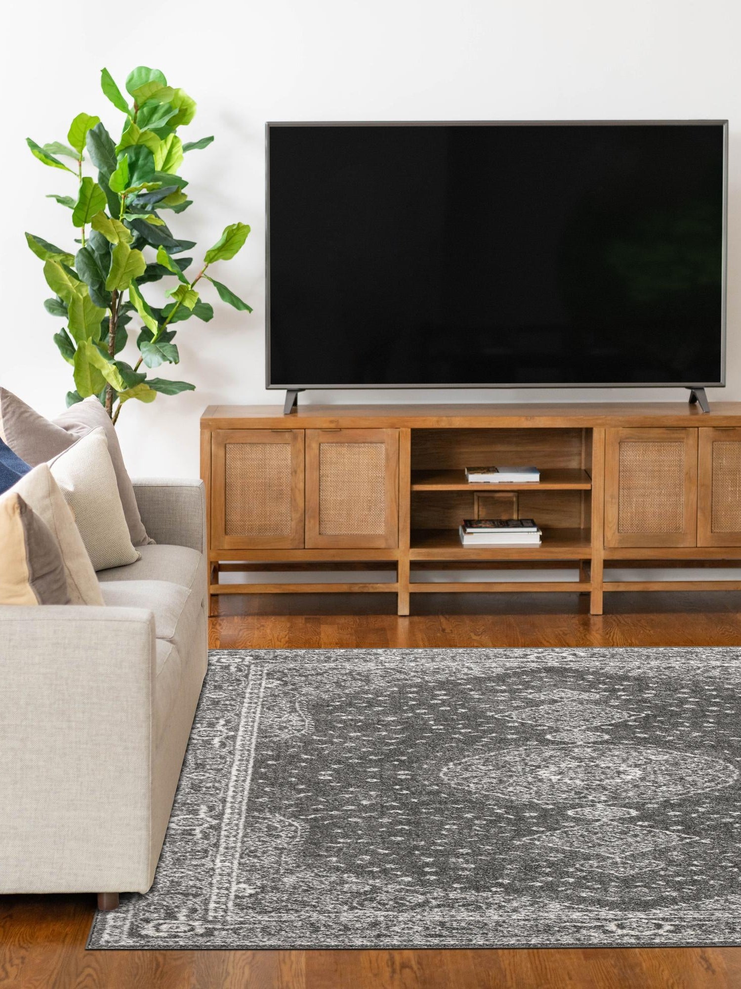 Dark Gray 7' 1 x 10' Bromley Rectangle Area Rug 100% Polypropylene With Cotton Backing Vintage Distressed Colorful Traditional Carpet for Living Dining Rooms Offices for Sale at Rug Engine