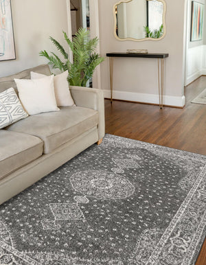 Dark Gray 7' 1 x 10' Bromley Rectangle Area Rug 100% Polypropylene With Cotton Backing Vintage Distressed Colorful Traditional Carpet for Living Dining Rooms Offices for Sale at Rug Engine