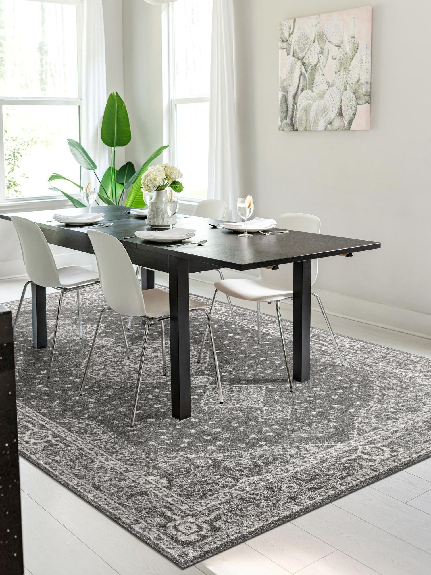 Dark Gray 10' x 14' 1 Bromley Rectangle Area Rug 100% Polypropylene With Cotton Backing Vintage Distressed Colorful Traditional Carpet for Living Dining Rooms Offices for Sale at Rug Engine