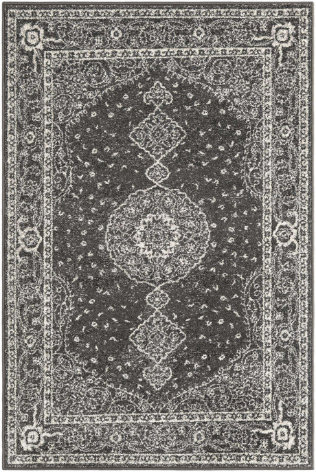 Dark Gray 4' 1 x 6' 1 Bromley Rectangle Area Rug 100% Polypropylene With Cotton Backing Vintage Distressed Colorful Traditional Carpet for Living Dining Rooms Offices for Sale at Rug Engine