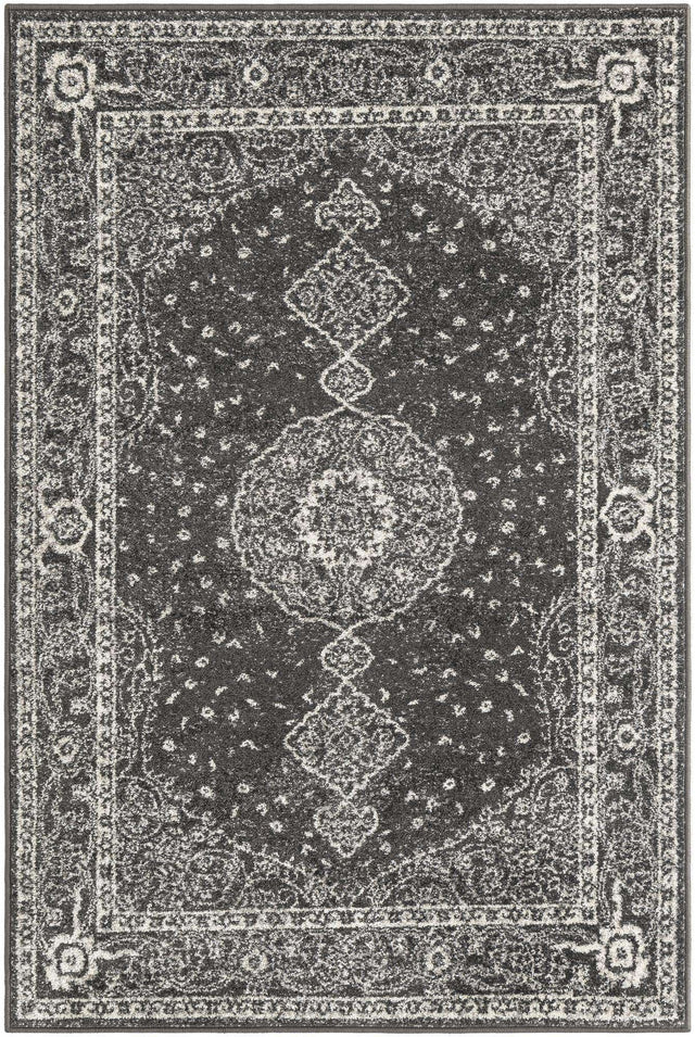 Dark Gray 4' 1 x 6' 1 Bromley Rectangle Area Rug 100% Polypropylene With Cotton Backing Vintage Distressed Colorful Traditional Carpet for Living Dining Rooms Offices for Sale at Rug Engine