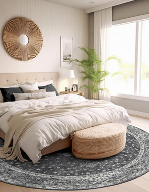 Dark Gray 5' 1 x 5' 1 Bromley Round Rug