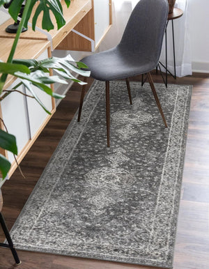 Dark Gray 2' x 8' 8 Bromley Runner Area Rug 100% Polypropylene With Cotton Backing Vintage Distressed Colorful Traditional Carpet for Living Dining Rooms Offices for Sale at Rug Engine
