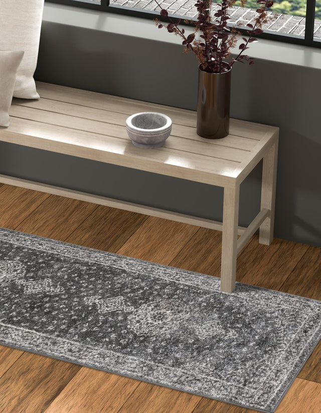 Dark Gray 2' x 6' 7 Bromley Runner Area Rug 100% Polypropylene With Cotton Backing Vintage Distressed Colorful Traditional Carpet for Living Dining Rooms Offices for Sale at Rug Engine