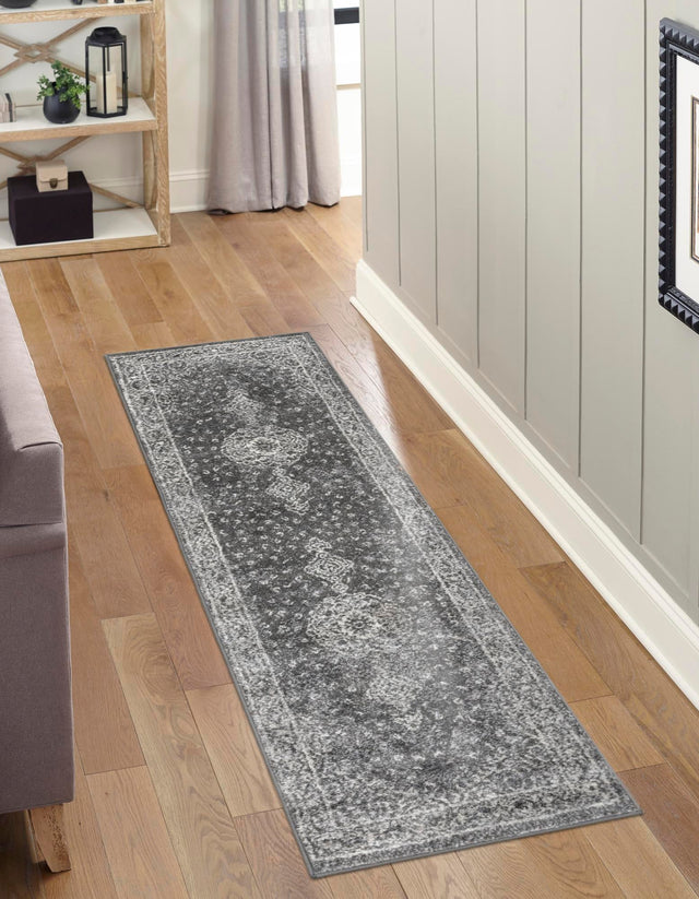 Dark Gray 2' x 8' 8 Bromley Runner Area Rug 100% Polypropylene With Cotton Backing Vintage Distressed Colorful Traditional Carpet for Living Dining Rooms Offices for Sale at Rug Engine