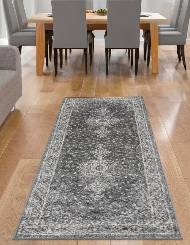 Dark Gray 2' x 8' 8 Bromley Runner Area Rug 100% Polypropylene With Cotton Backing Vintage Distressed Colorful Traditional Carpet for Living Dining Rooms Offices for Sale at Rug Engine