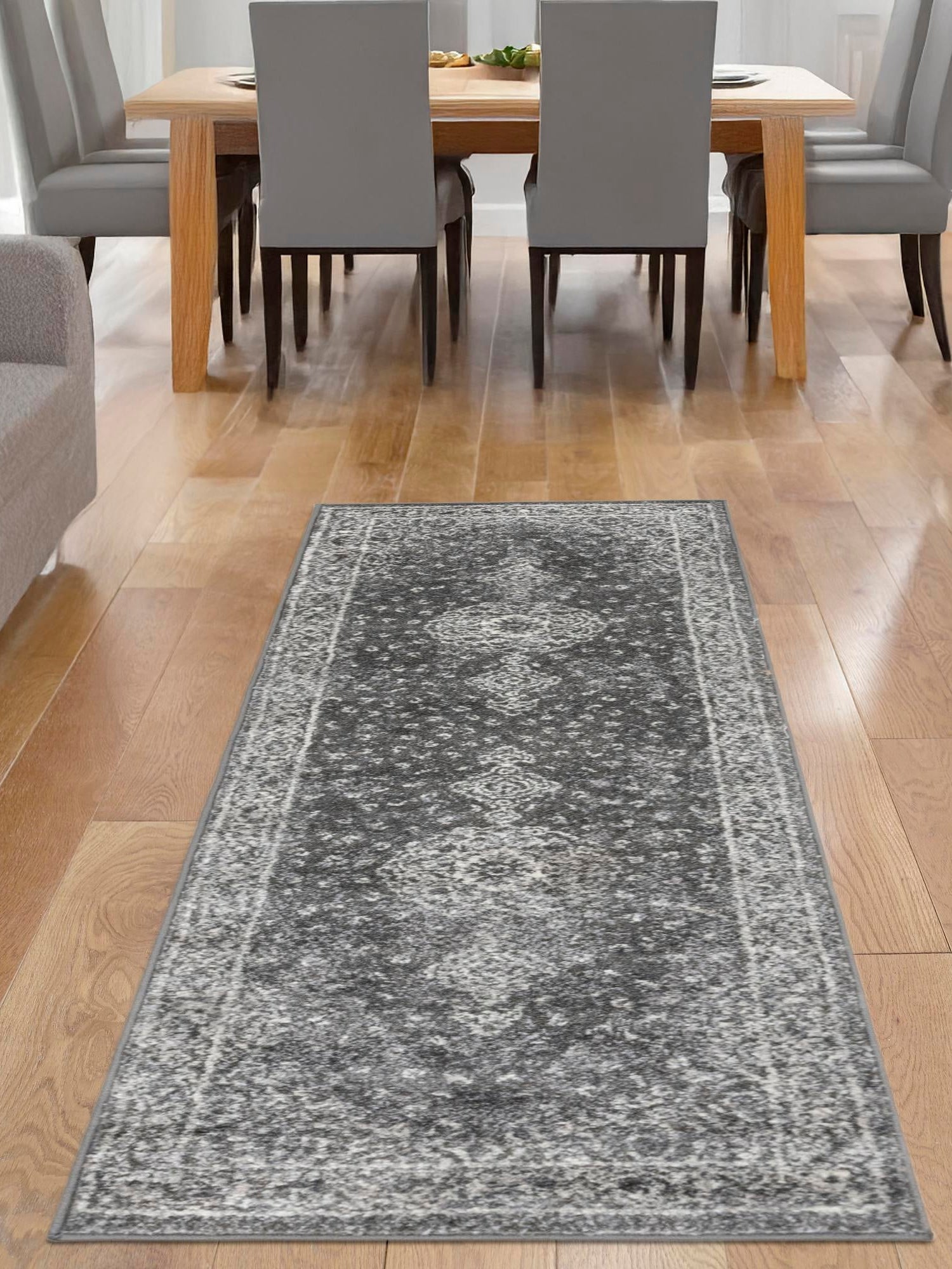 Dark Gray 2' x 6' 7 Bromley Runner Area Rug 100% Polypropylene With Cotton Backing Vintage Distressed Colorful Traditional Carpet for Living Dining Rooms Offices for Sale at Rug Engine