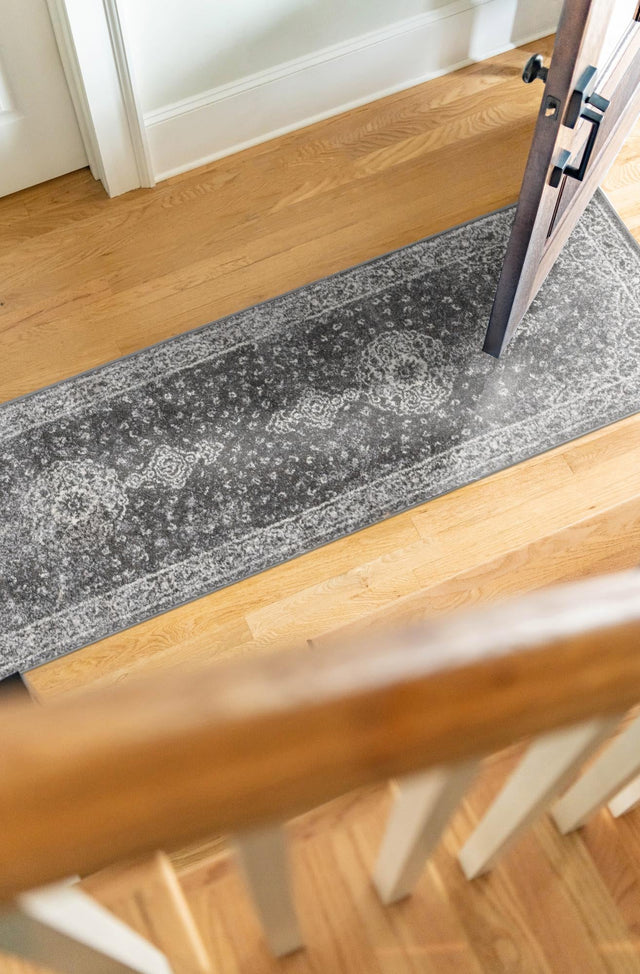 Dark Gray 2' x 6' 7 Bromley Runner Area Rug 100% Polypropylene With Cotton Backing Vintage Distressed Colorful Traditional Carpet for Living Dining Rooms Offices for Sale at Rug Engine