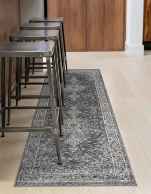 Dark Gray 2' x 6' 7 Bromley Runner Area Rug 100% Polypropylene With Cotton Backing Vintage Distressed Colorful Traditional Carpet for Living Dining Rooms Offices for Sale at Rug Engine