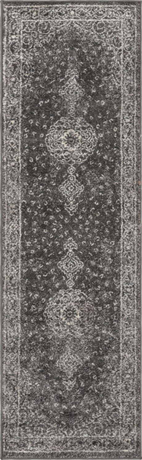 Dark Gray 2' x 6' 7 Bromley Runner Area Rug 100% Polypropylene With Cotton Backing Vintage Distressed Colorful Traditional Carpet for Living Dining Rooms Offices for Sale at Rug Engine