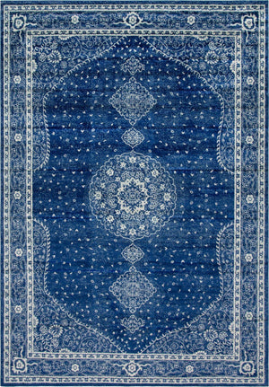 Navy Blue 10' x 14' 1 Bromley Rectangle Area Rug 100% Polypropylene With Cotton Backing Vintage Distressed Colorful Traditional Carpet for Living Dining Rooms Offices for Sale at Rug Engine