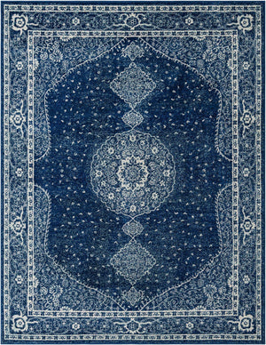 Navy Blue 7' 10 x 10' Bromley Rectangle Area Rug 100% Polypropylene With Cotton Backing Vintage Distressed Colorful Traditional Carpet for Living Dining Rooms Offices for Sale at Rug Engine