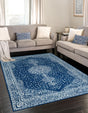 Navy Blue 7' 10 x 11' Bromley Rectangle Area Rug 100% Polypropylene With Cotton Backing Vintage Distressed Colorful Traditional Carpet for Living Dining Rooms Offices for Sale at Rug Engine