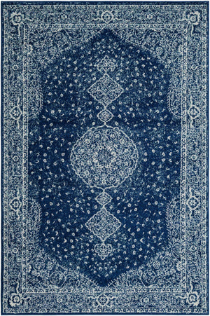 Navy Blue 5' 3 x 8' Bromley Rectangle Area Rug 100% Polypropylene With Cotton Backing Vintage Distressed Colorful Traditional Carpet for Living Dining Rooms Offices for Sale at Rug Engine