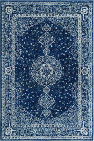 Navy Blue 4' 1 x 6' 1 Bromley Rectangle Area Rug 100% Polypropylene With Cotton Backing Vintage Distressed Colorful Traditional Carpet for Living Dining Rooms Offices for Sale at Rug Engine