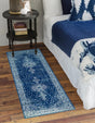 Navy Blue 2' x 7' 1 Bromley Runner Area Rug 100% Polypropylene With Cotton Backing Vintage Distressed Colorful Traditional Carpet for Living Dining Rooms Offices for Sale at Rug Engine