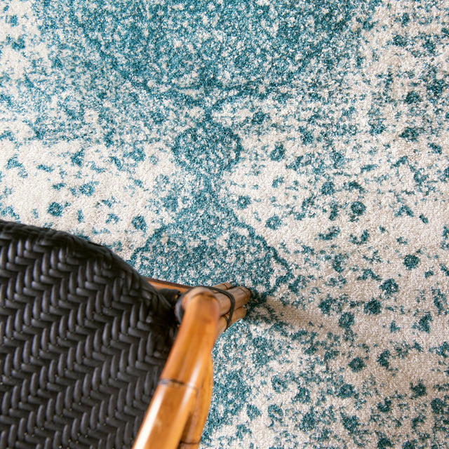 Turquoise 5' 1 x 8' Bromley Rectangle Area Rug 100% Polypropylene With Cotton Backing Vintage Distressed Colorful Traditional Carpet for Living Dining Rooms Offices for Sale at Rug Engine
