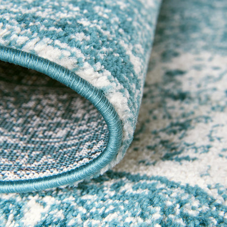 Turquoise 5' 1 x 8' Bromley Rectangle Area Rug 100% Polypropylene With Cotton Backing Vintage Distressed Colorful Traditional Carpet for Living Dining Rooms Offices for Sale at Rug Engine