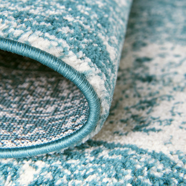Turquoise 5' 1 x 8' Bromley Rectangle Area Rug 100% Polypropylene With Cotton Backing Vintage Distressed Colorful Traditional Carpet for Living Dining Rooms Offices for Sale at Rug Engine