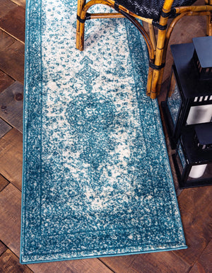 Turquoise 2' x 8' 8 Bromley Runner Area Rug 100% Polypropylene With Cotton Backing Vintage Distressed Colorful Traditional Carpet for Living Dining Rooms Offices for Sale at Rug Engine