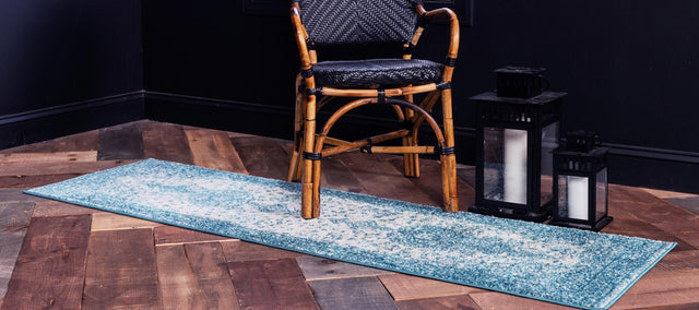 Turquoise 2' x 8' 8 Bromley Runner Area Rug 100% Polypropylene With Cotton Backing Vintage Distressed Colorful Traditional Carpet for Living Dining Rooms Offices for Sale at Rug Engine