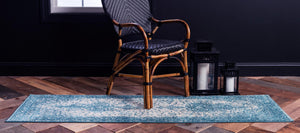 Turquoise 2' x 8' 8 Bromley Runner Area Rug 100% Polypropylene With Cotton Backing Vintage Distressed Colorful Traditional Carpet for Living Dining Rooms Offices for Sale at Rug Engine